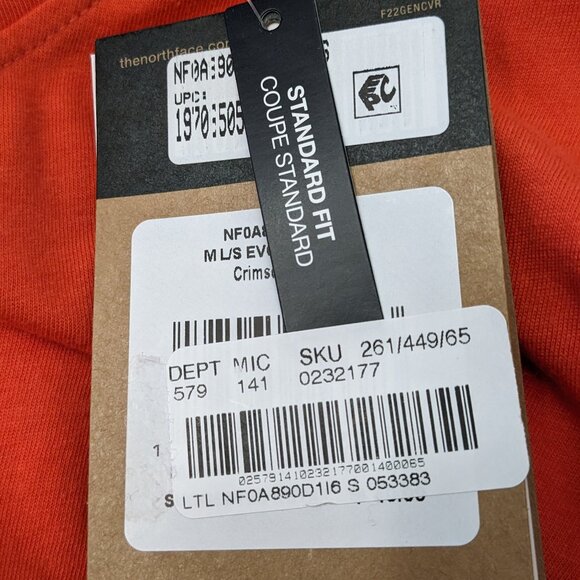 The North Face Men's TNF Sleeve Hit Long Sleeve Tee T-shirt Size S Orange NWT - Picture 6 of 8